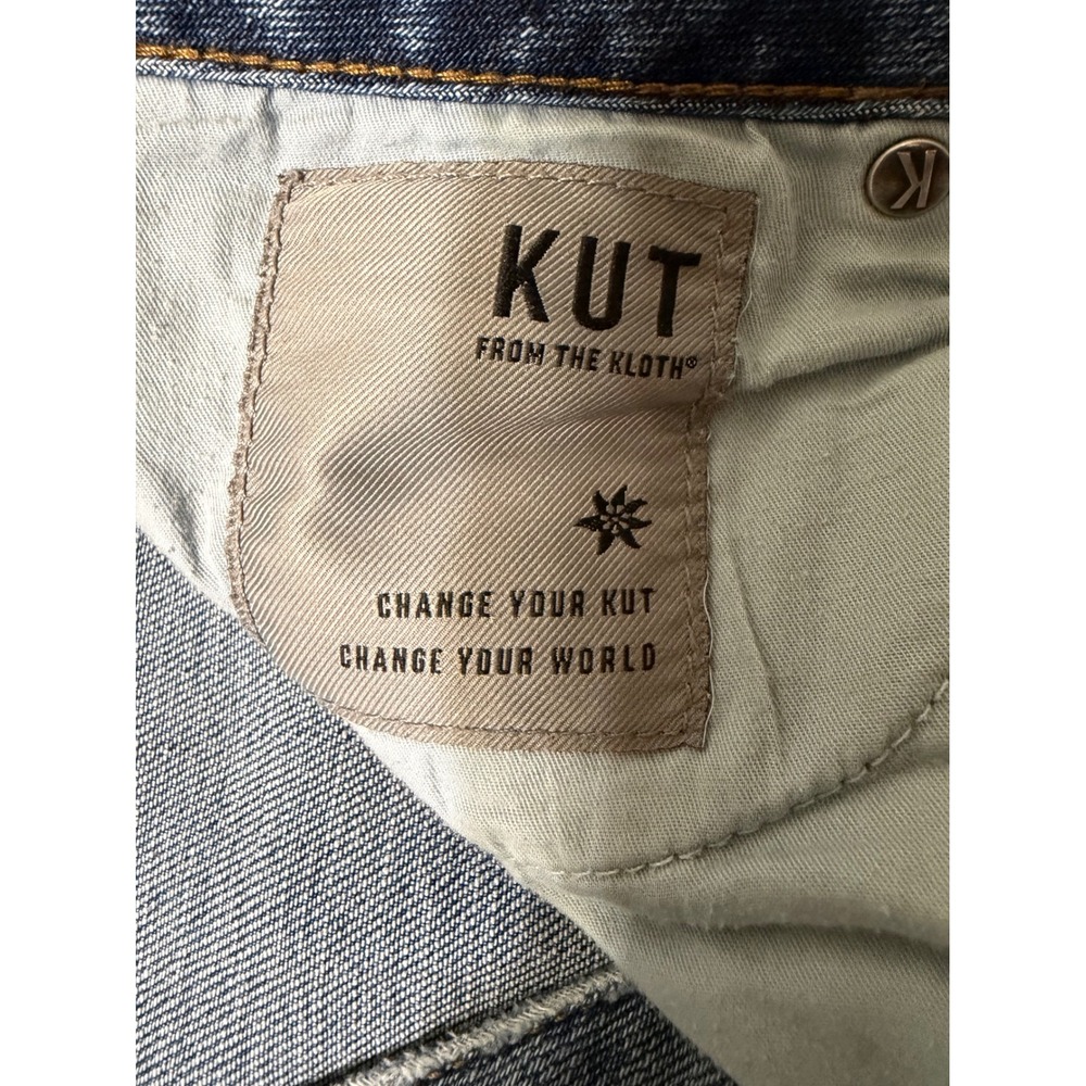 Kut from the Kloth Straight Leg Jeans Medium Wash Raw Hem Size 6 Cropped Denim - Picture 5 of 7